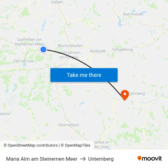 Maria Alm am Steinernen Meer to Unternberg map