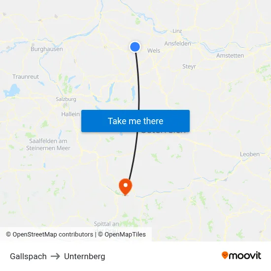 Gallspach to Unternberg map