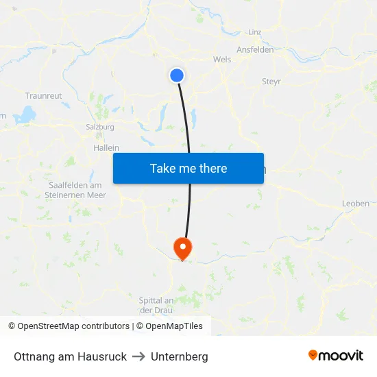 Ottnang am Hausruck to Unternberg map