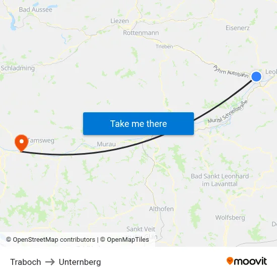 Traboch to Unternberg map