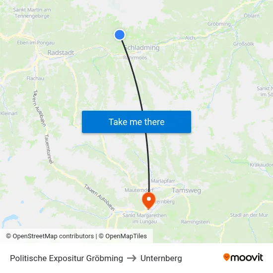 Politische Expositur Gröbming to Unternberg map