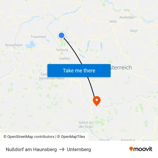 Nußdorf am Haunsberg to Unternberg map