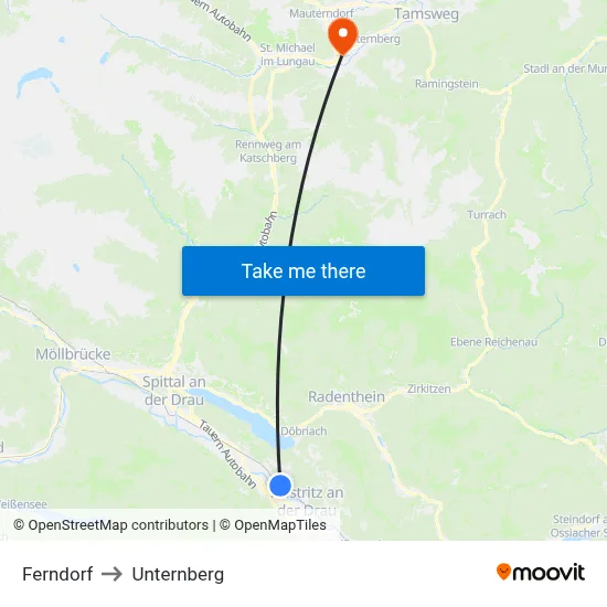 Ferndorf to Unternberg map