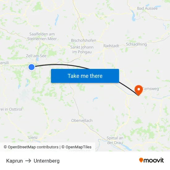 Kaprun to Unternberg map
