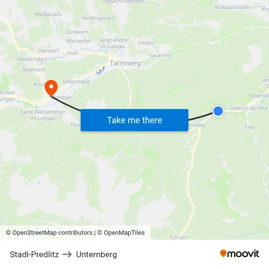 Stadl-Predlitz to Unternberg map