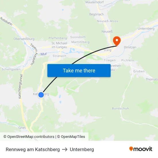 Rennweg am Katschberg to Unternberg map