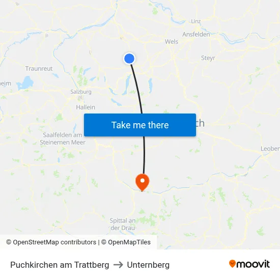 Puchkirchen am Trattberg to Unternberg map