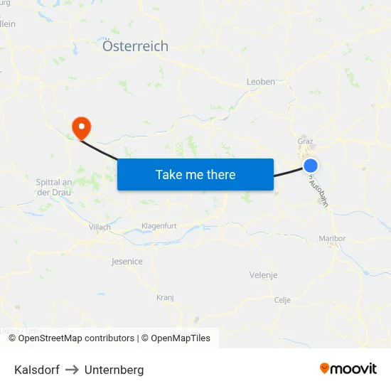 Kalsdorf to Unternberg map
