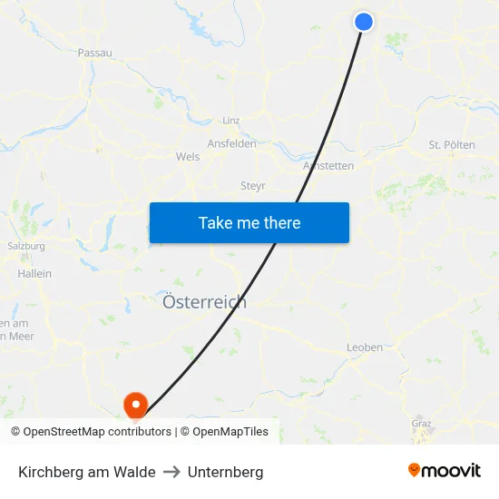 Kirchberg am Walde to Unternberg map