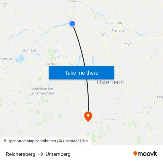 Reichersberg to Unternberg map