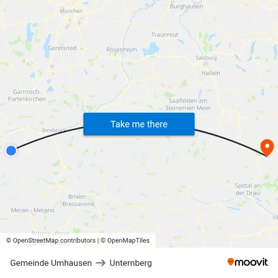 Gemeinde Umhausen to Unternberg map