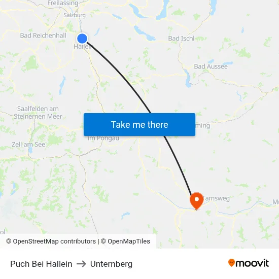 Puch Bei Hallein to Unternberg map