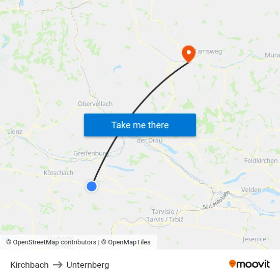 Kirchbach to Unternberg map