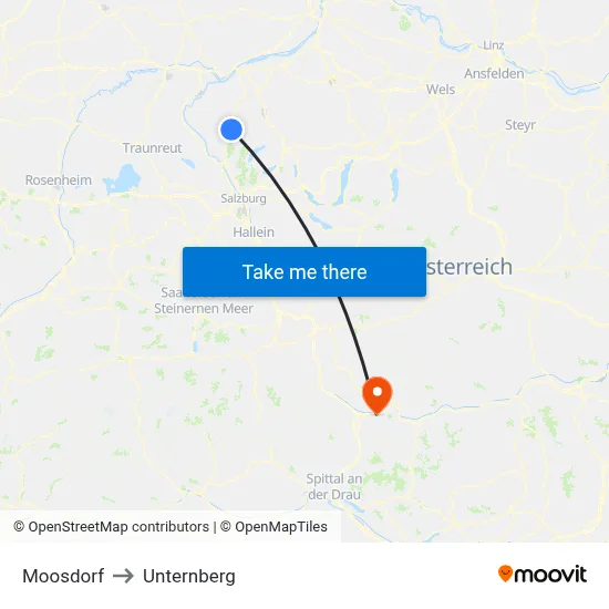 Moosdorf to Unternberg map