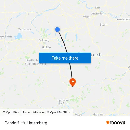 Pöndorf to Unternberg map