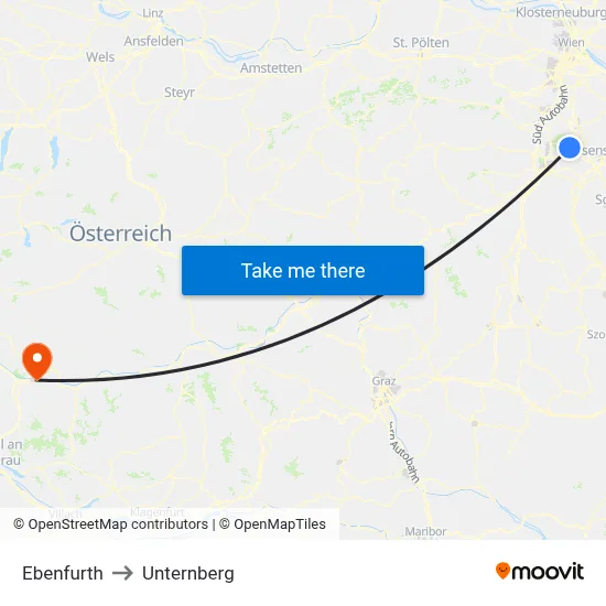 Ebenfurth to Unternberg map