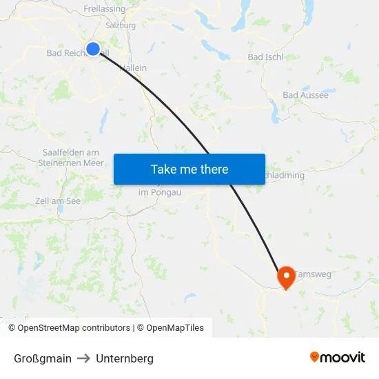Großgmain to Unternberg map