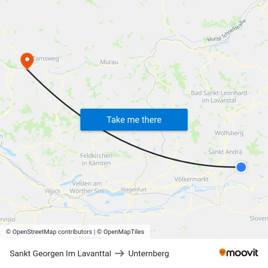 Sankt Georgen Im Lavanttal to Unternberg map