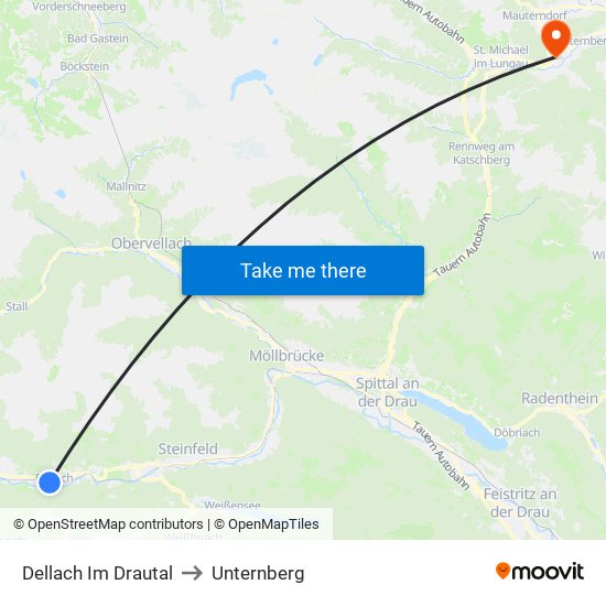 Dellach Im Drautal to Unternberg map