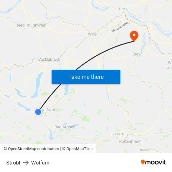 Strobl to Wolfern map