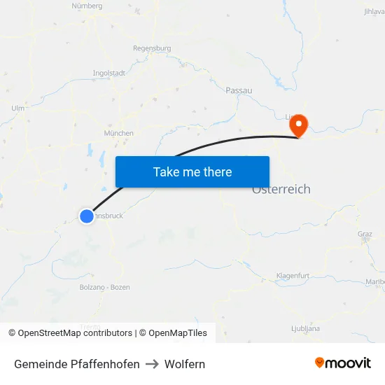 Gemeinde Pfaffenhofen to Wolfern map