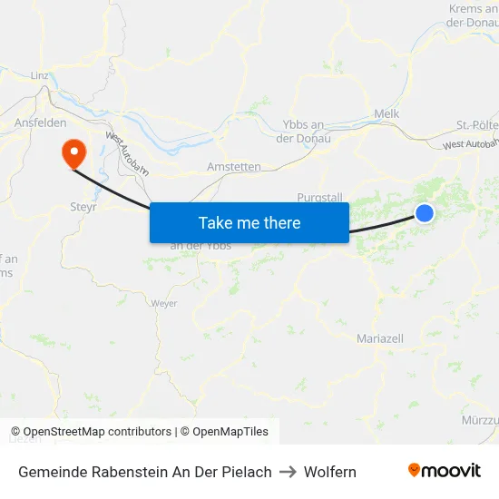 Gemeinde Rabenstein An Der Pielach to Wolfern map