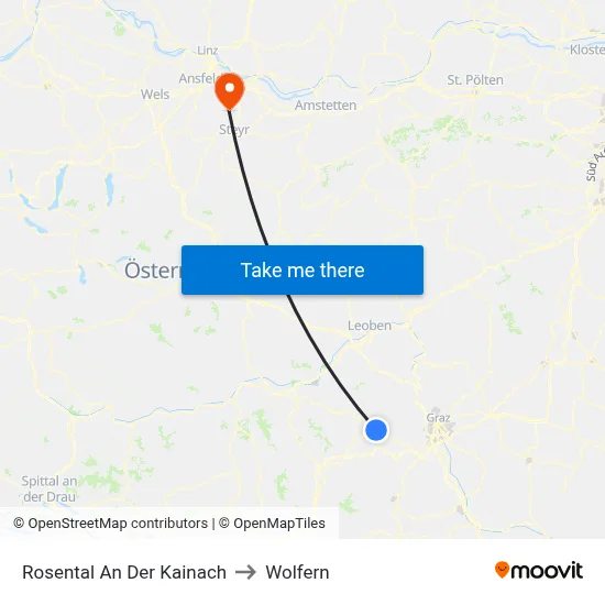 Rosental An Der Kainach to Wolfern map