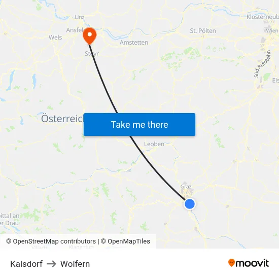 Kalsdorf to Wolfern map