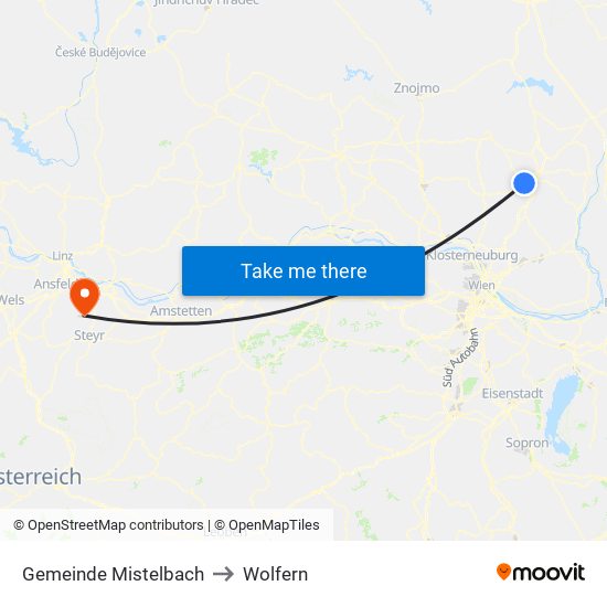 Gemeinde Mistelbach to Wolfern map