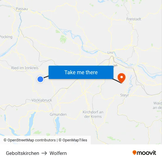 Geboltskirchen to Wolfern map