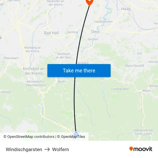 Windischgarsten to Wolfern map