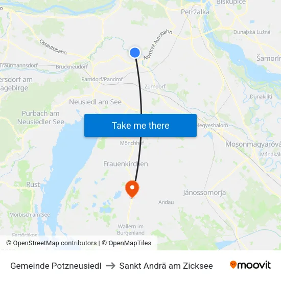 Gemeinde Potzneusiedl to Sankt Andrä am Zicksee map