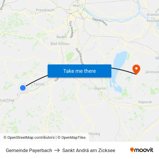 Gemeinde Payerbach to Sankt Andrä am Zicksee map