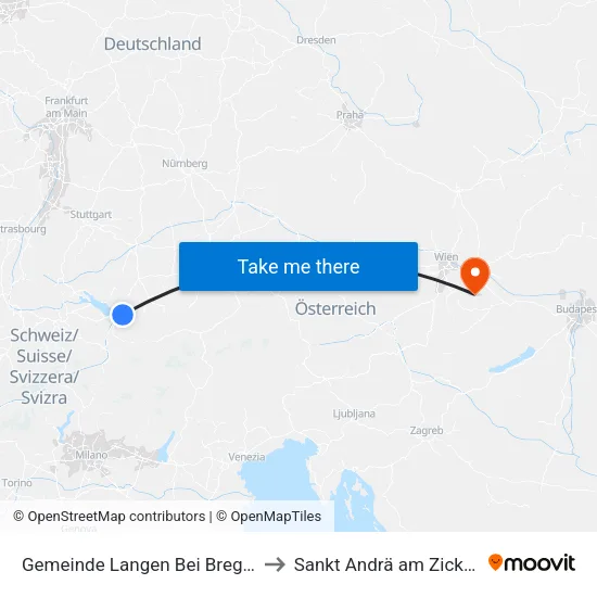 Gemeinde Langen Bei Bregenz to Sankt Andrä am Zicksee map