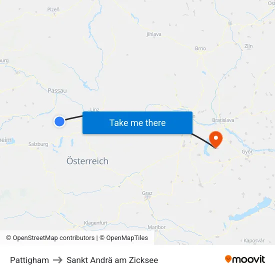 Pattigham to Sankt Andrä am Zicksee map