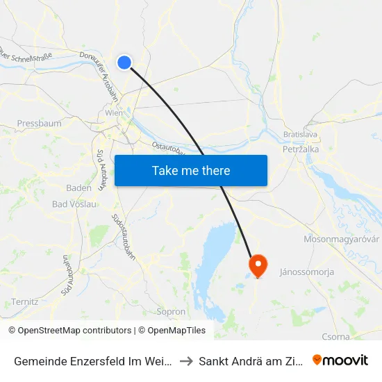 Gemeinde Enzersfeld Im Weinviertel to Sankt Andrä am Zicksee map