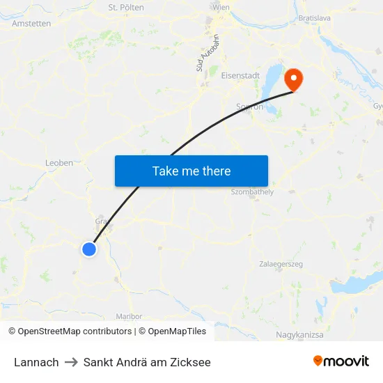 Lannach to Sankt Andrä am Zicksee map