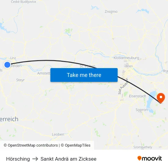 Hörsching to Sankt Andrä am Zicksee map