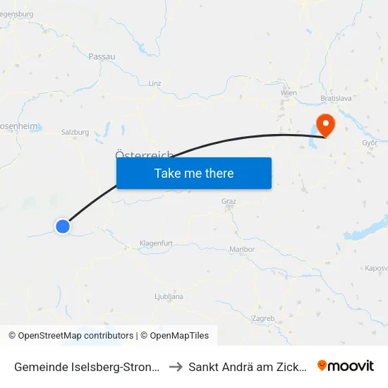 Gemeinde Iselsberg-Stronach to Sankt Andrä am Zicksee map