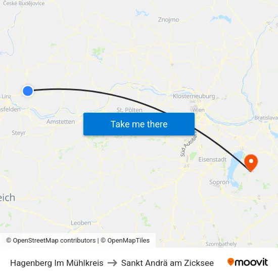 Hagenberg Im Mühlkreis to Sankt Andrä am Zicksee map