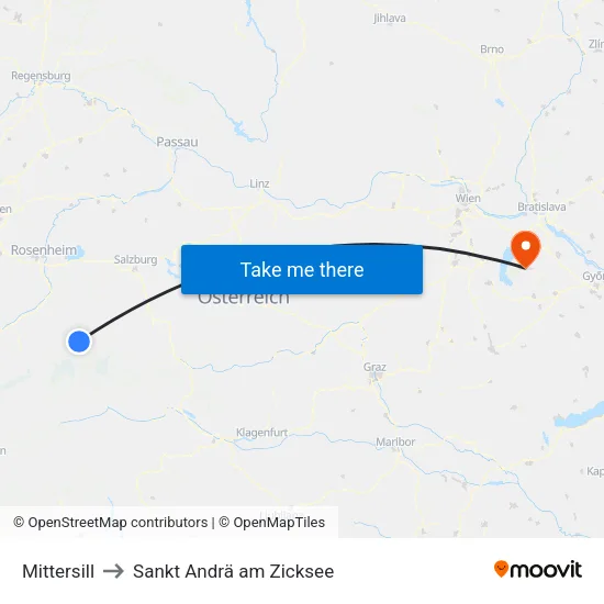 Mittersill to Sankt Andrä am Zicksee map