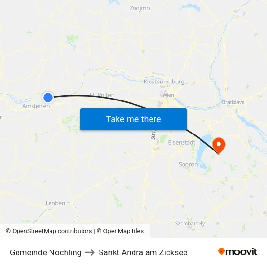 Gemeinde Nöchling to Sankt Andrä am Zicksee map