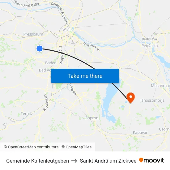 Gemeinde Kaltenleutgeben to Sankt Andrä am Zicksee map