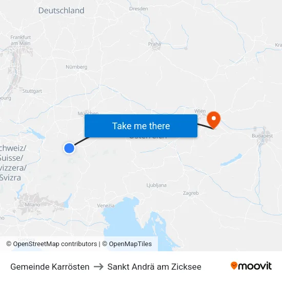 Gemeinde Karrösten to Sankt Andrä am Zicksee map