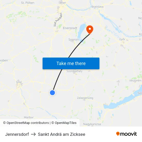 Jennersdorf to Sankt Andrä am Zicksee map