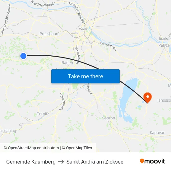 Gemeinde Kaumberg to Sankt Andrä am Zicksee map