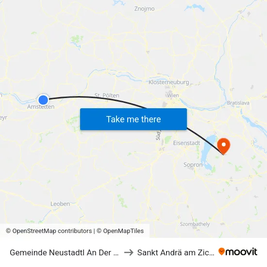 Gemeinde Neustadtl An Der Donau to Sankt Andrä am Zicksee map