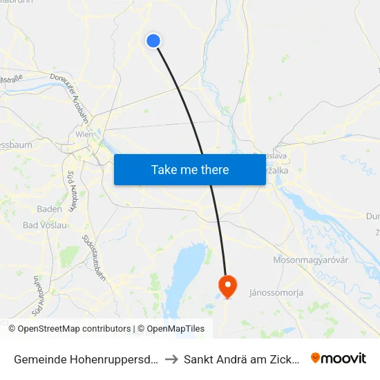 Gemeinde Hohenruppersdorf to Sankt Andrä am Zicksee map