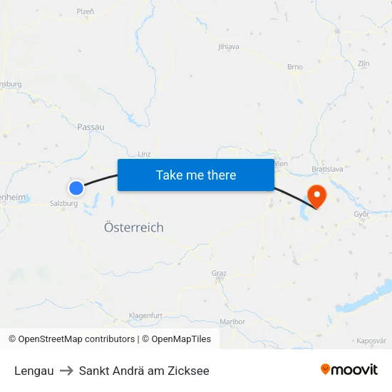 Lengau to Sankt Andrä am Zicksee map