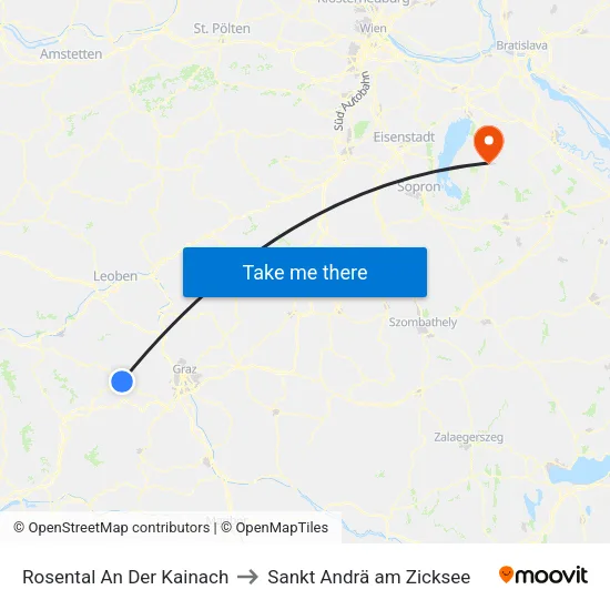 Rosental An Der Kainach to Sankt Andrä am Zicksee map